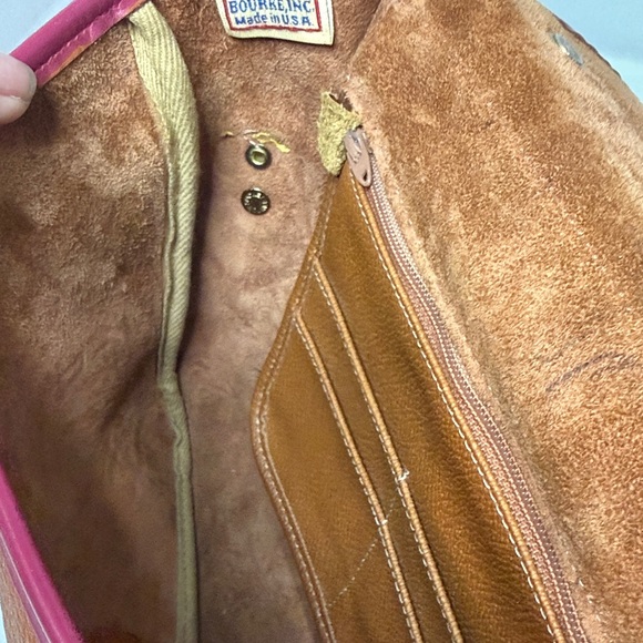 Dooney & Bourke Hand Painted Magenta Pink & Peanut Leather Carrier Bag (R701) - Picture 7 of 15